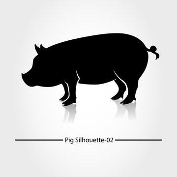 Pig with black shadow and blank. This silhouette suitable for icon, symbol, businesses, product pic, restaurants serving pork dishes, or can also be used for pig farming business.
