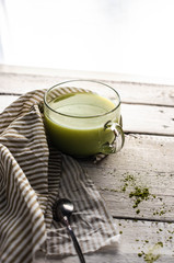 green matcha, tea in a large mug, green tea, milk tea, matcha