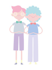 happy valentines day, young men with bowtie glasses cartoon characters