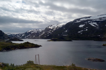 Obraz premium Railway travel in Norway.Views in the train. The Bergen - Oslo train. Norway