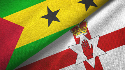 Sao Tome and Principe and Northern Ireland two flags textile cloth