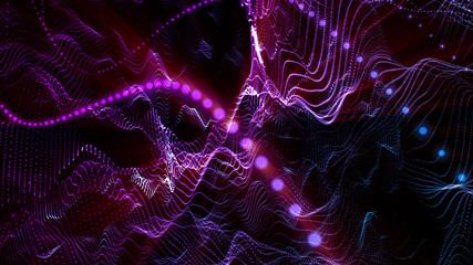 abstract background of luminous purple particles. 3d render illustration