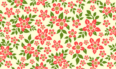 Seamless flower Christmas pattern background, with flower and leaf unique design.