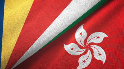 Seychelles and Hong Kong two flags textile cloth, fabric texture