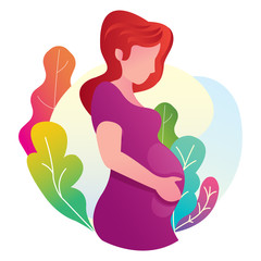 Template website landing page of pregnant woman. Vector concept for website and many more online platform