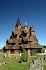 Fototapeta na wymiar Heddal Stave Church, Norways largest stave church, Notodden municipality. Heddal,Norway