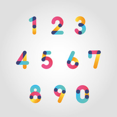 Fototapeta na wymiar Vector colorful numbers set, From zero to nine