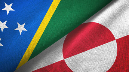 Solomon Islands and Greenland two flags textile cloth, fabric texture