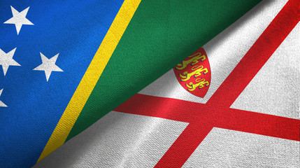 Solomon Islands and Jersey two flags textile cloth, fabric texture
