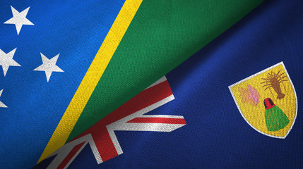 Solomon Islands and Turks and Caicos Islands two flags textile cloth