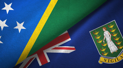 Solomon Islands and Virgin Islands British two flags textile cloth