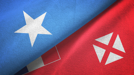 Somalia and Wallis and Futuna two flags textile cloth, fabric texture