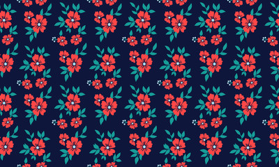 Wallpaper of red flower pattern background for Christmas, with leaf and flower decoration.