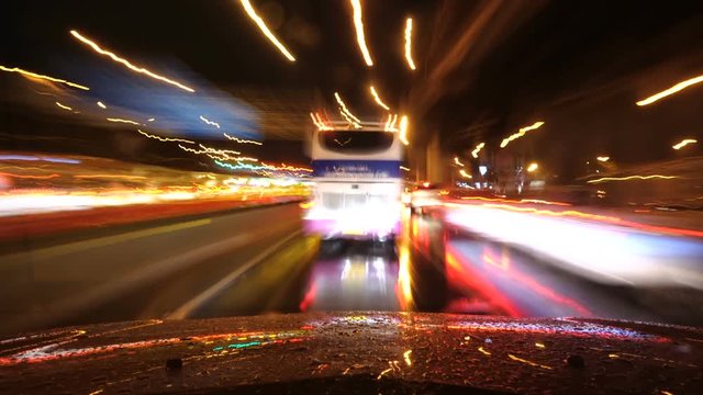 POV Timelapse, Driving car passing the traffic jam in bangkok thailand