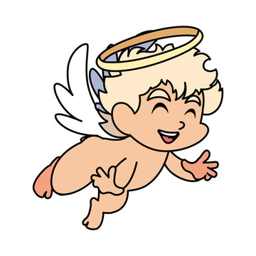 cute cupid angel on white background , valentines day