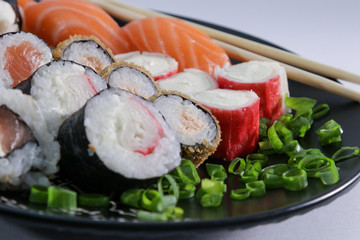 sushi on plate kani cheese