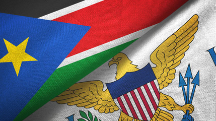 South Sudan and Virgin Islands United States two flags textile cloth