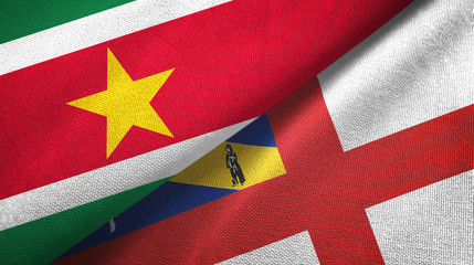 Suriname and Herm two flags textile cloth, fabric texture