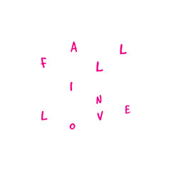 Modern calligraphy love text. Vector illustration. Design for print on shirt, poster, banner. Pink color text on white background. Lovely print for tee shirt