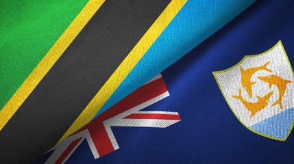 Tanzania and Anguilla two flags textile cloth, fabric texture