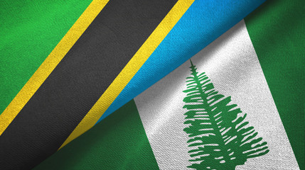 Tanzania and Norfolk Island two flags textile cloth, fabric texture