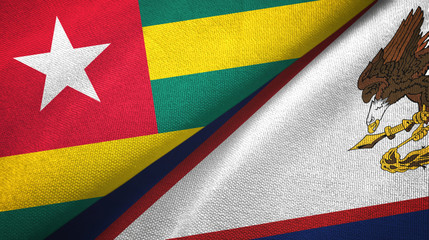 Togo and American Samoa two flags textile cloth, fabric texture