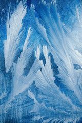 Frosty pattern on transparent background. Background light blue winter. Blue backdrop beautiful abstract background. Cold weather