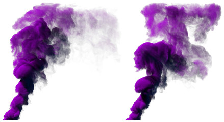 3D illustration of object - pretty purple pillar of smoke isolated on white color