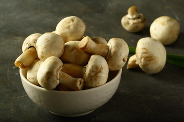 Bowl of organic button mushrooms