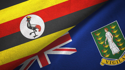 Fototapeta premium Uganda and Virgin Islands British two flags textile cloth, fabric texture