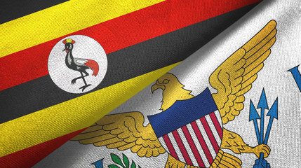 Fototapeta premium Uganda and Virgin Islands United States two flags textile cloth, fabric texture