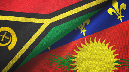 Vanuatu and Guadeloupe two flags textile cloth, fabric texture