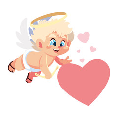 cupid angel on white background , card valentines day
