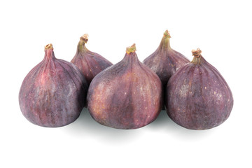 Figs. Heap of whole fruits isolated on white background. Front view