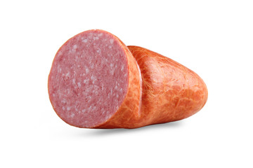A piece of cooked smoked sausage
