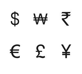 Currency, icon set. Vector illustration, flat design.