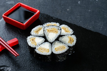 maki sushi roll set in a circle
