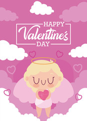 Happy valentines day cupid cartoon vector design
