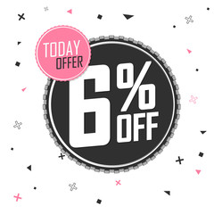 Fototapeta premium Sale 6% off, discount banner design template, promo tag, today offer, vector illustration