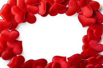 Heart shapes frame on white background