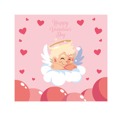 cupid angel sleeping on a cloud, valentines day