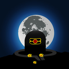 illustration Of  Shiva Lingam with moon
