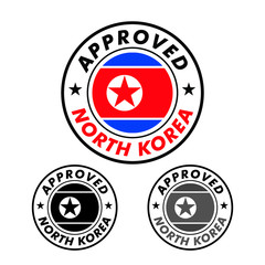 Vector Stamp of Approved logo with North Korea Flag in the round shape on the center