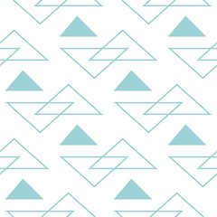 Blue geometric design on white seamless background