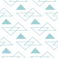 Wallpaper murals Triangle Blue geometric design on white seamless background