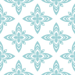 Obraz premium Floral seamless pattern. Blue and white background. Vector illustration