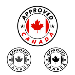 Vector Stamp of Approved logo with Canada Flag in the round shape on the center