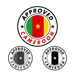 Vector Stamp of Approved logo with Cameroon Flag in the round shape on the center