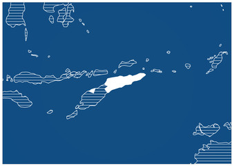 Asia zone Timor-Leste Blue print map classic 