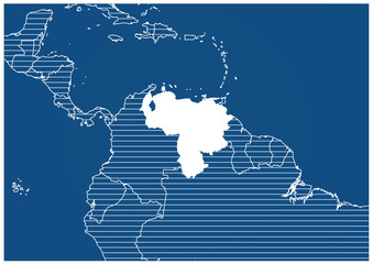 South America zone Venezuela Blue print map classic  © Y U K C U T E